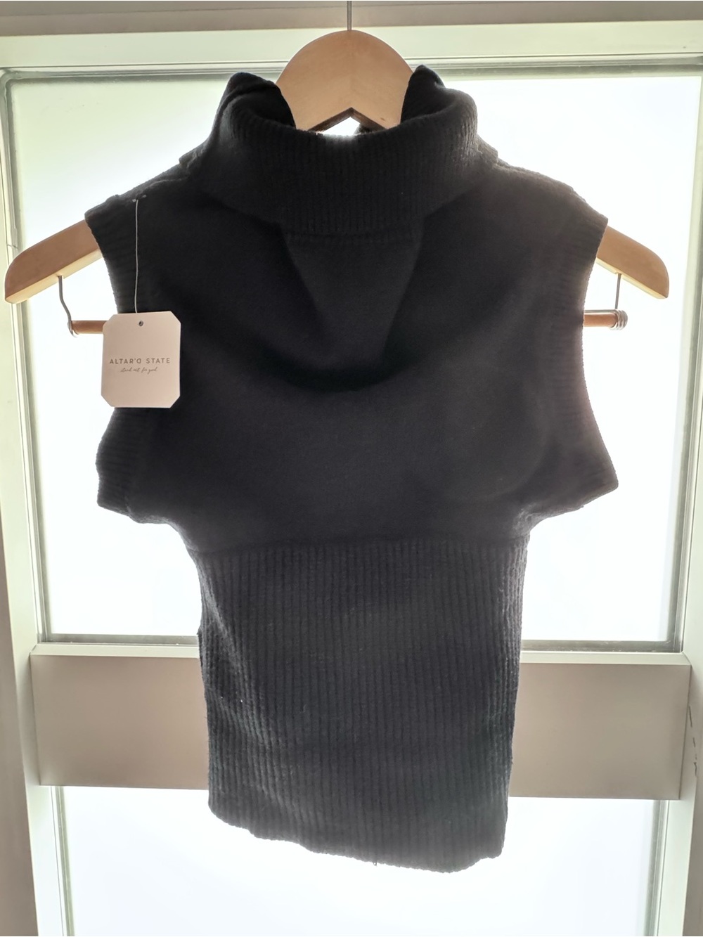 Altar'd State Black Sleeveless Turtleneck Knit Top